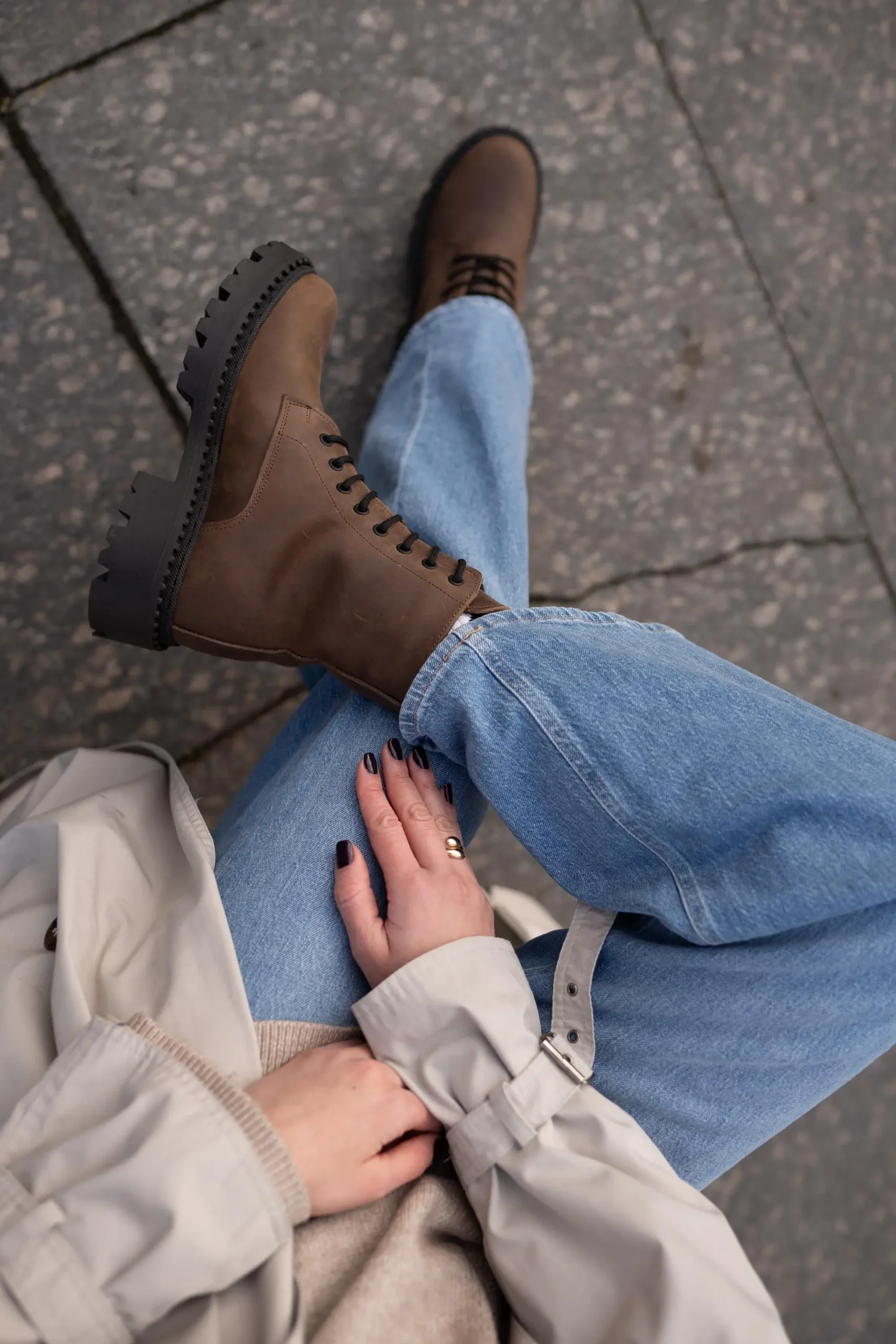 Brown Leather Ankle Boots For Women Crazy Horse