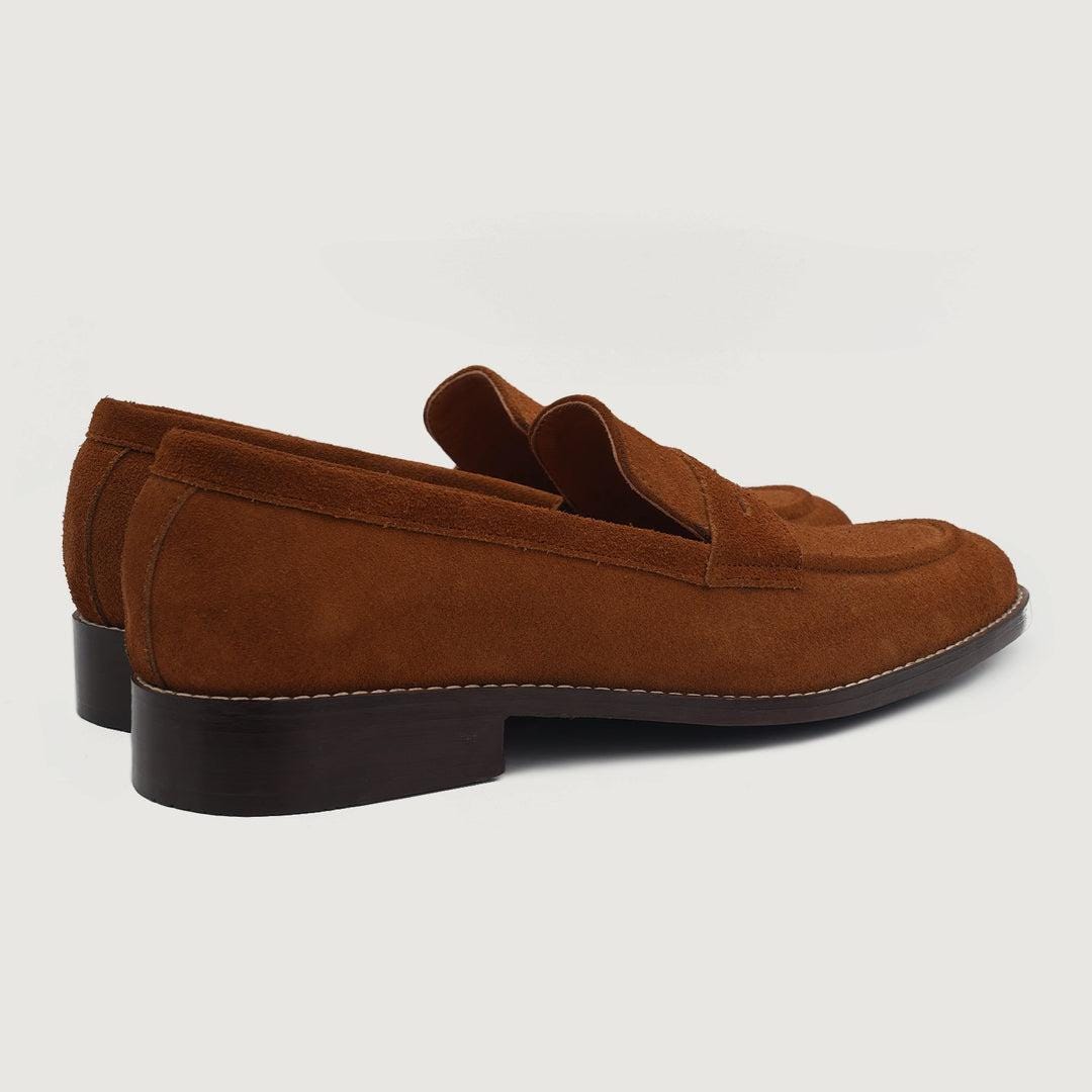 Men's Brown Suede Penny Loafers
